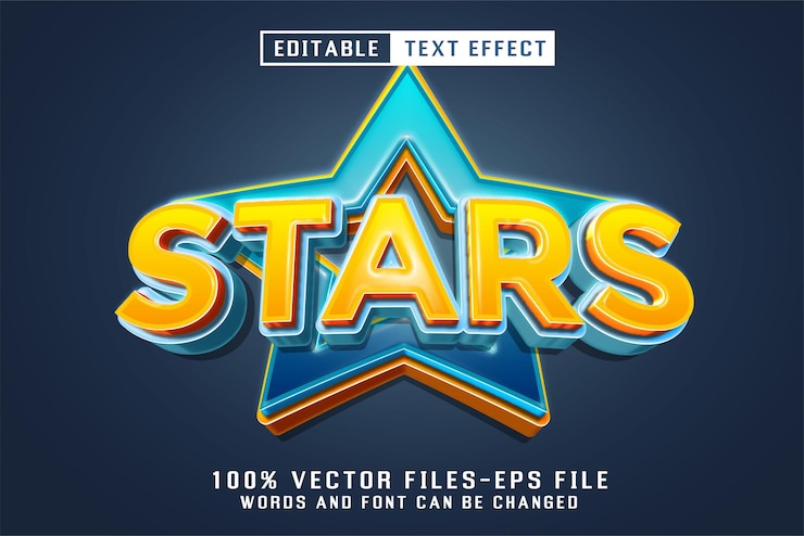 Vector efecto de texto editable de las estrellas
