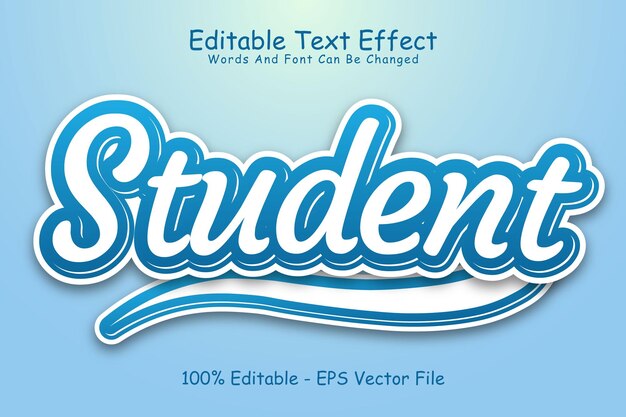 Efecto de texto editable para estudiantes Estilo moderno en relieve en 3 dimensiones