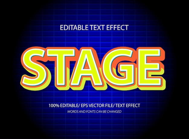 Efecto de texto editable de la etapa 3d