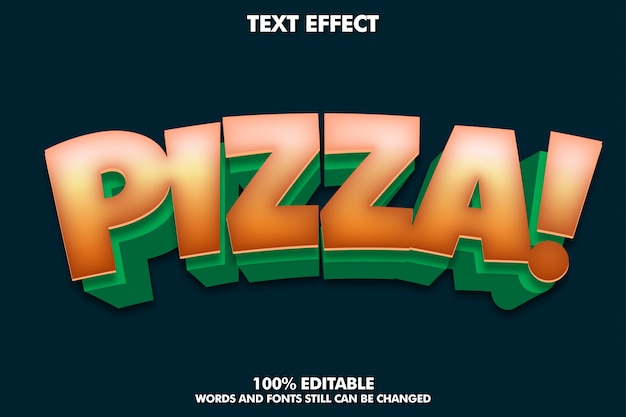 Efecto de texto editable, etiqueta de pizza