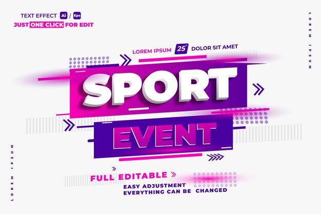 Efecto de texto editable de evento deportivo