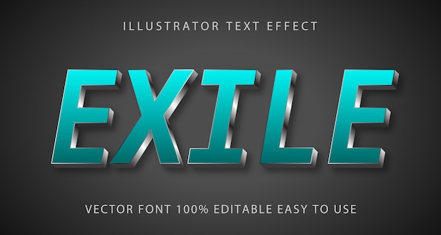 Vector efecto de texto editable del exilio