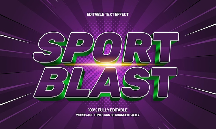 Vector efecto de texto editable de explosión deportiva con un equipo y un estilo de texto deportivo
