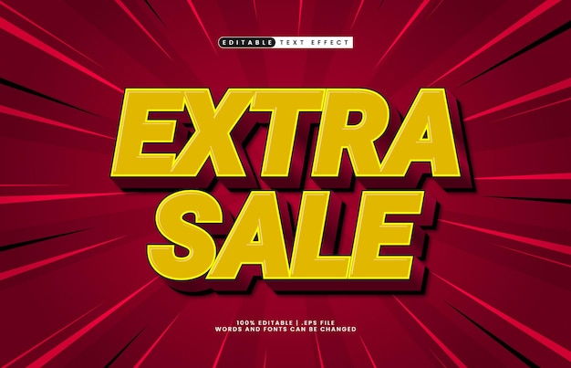 efecto de texto editable extra de venta con un estilo de texto de venta y descuento