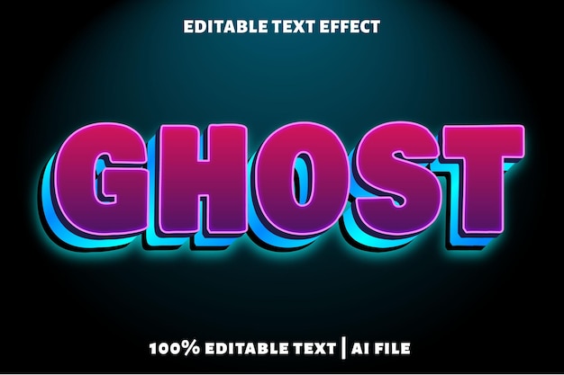 Efecto de texto editable fantasma estilo neón moderno