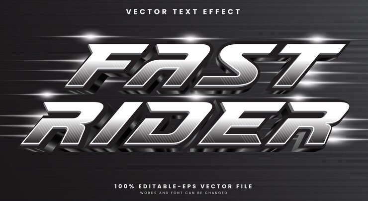 Vector efecto de texto editable de fast rider plantilla con tema de estilo de carreras