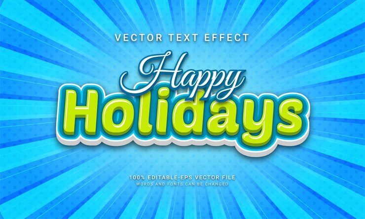 Vector efecto de texto editable de felices fiestas