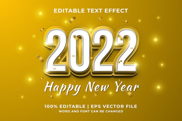 Efecto de texto editable: feliz año nuevo 2022 estilo de plantilla 3d vector premium