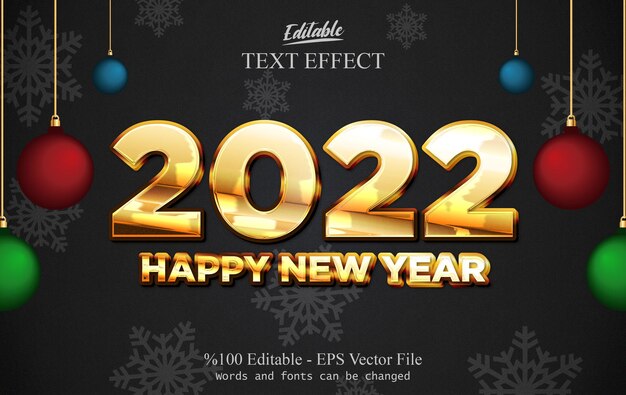 Vector efecto de texto editable feliz año nuevo 2022