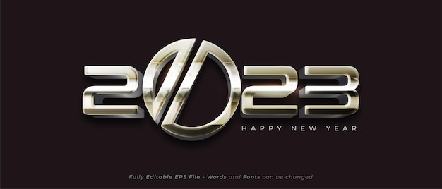 Efecto de texto editable feliz año nuevo 2023 con tema dorado