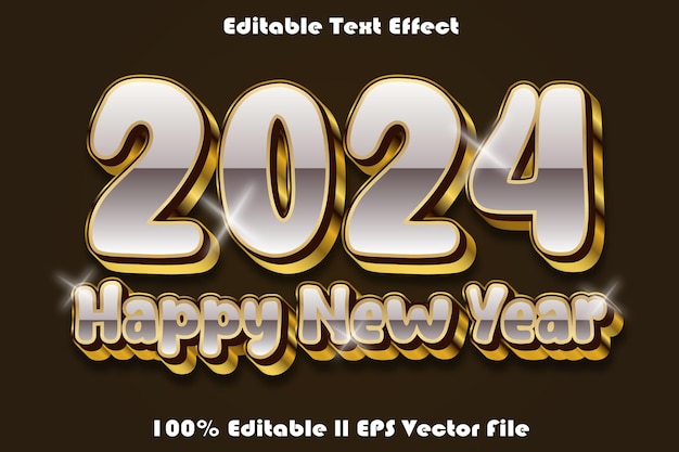 Vector efecto de texto editable de feliz año nuevo 2024