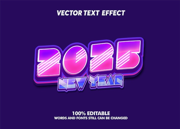 Efecto de texto editable Feliz Año Nuevo 2025 modelo de dibujos animados estilo vector premium Año de la Serpiente