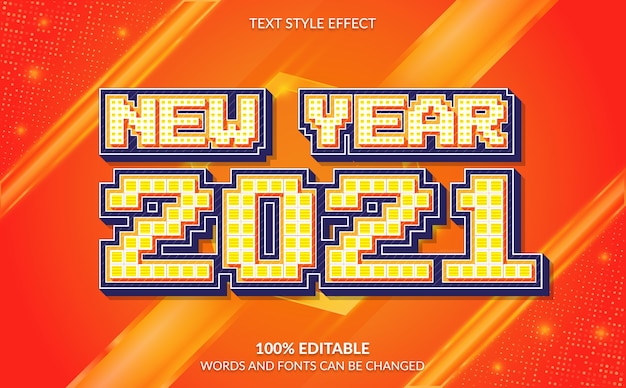 Efecto de texto editable Feliz año nuevo con fondo abstracto
