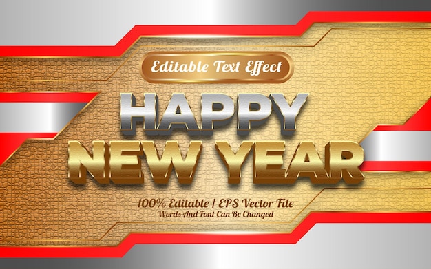 Efecto de texto editable feliz año nuevo tema dorado