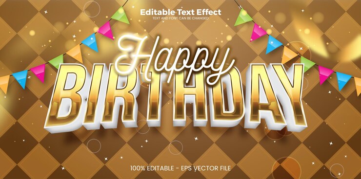 Vector efecto de texto editable de feliz cumpleaños en estilo de tendencia moderna