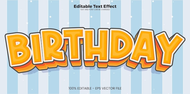 Efecto de texto editable de feliz cumpleaños en estilo de tendencia moderna