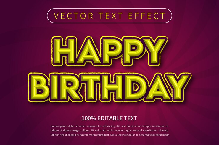 Vector efecto de texto editable feliz cumpleaños vector de estilo de texto dorado