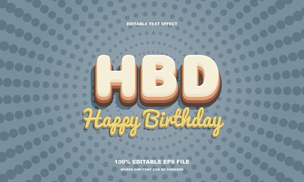 Efecto de texto editable feliz cumpleaños