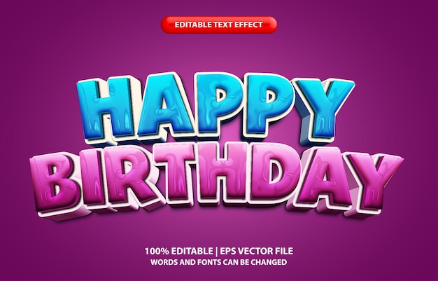 Vector efecto de texto editable feliz cumpleaños