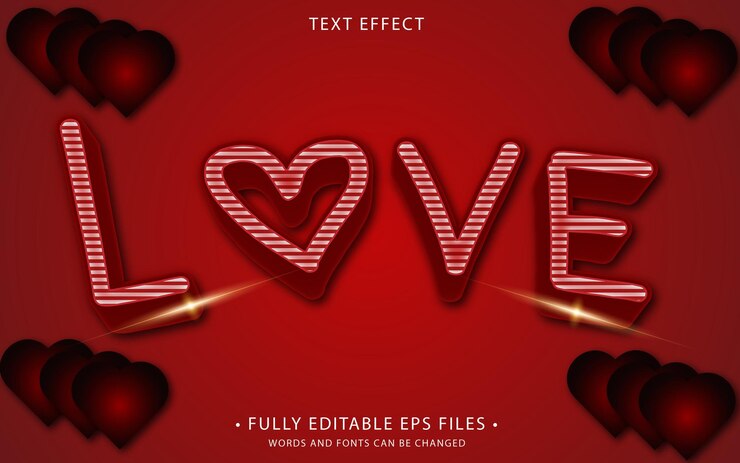 Vector efecto de texto editable en el feliz día de san valentín diseño de estilo moderno y diseño de amor