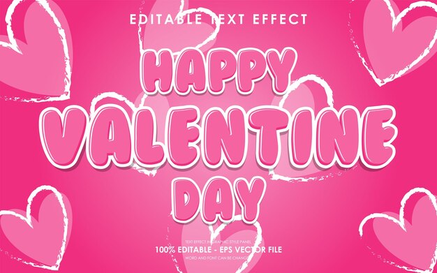 Efecto de texto editable de Feliz Día de San Valentín con un fondo con el tema de San Valentine39s