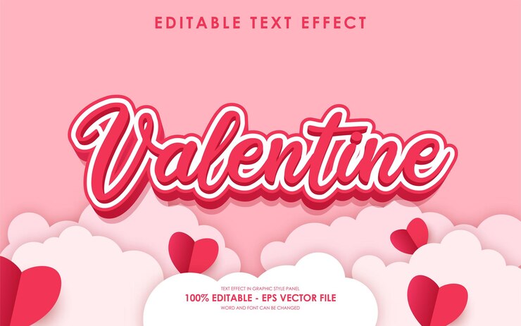 Vector efecto de texto editable de feliz día de san valentín con un fondo con el tema de san valentine39s