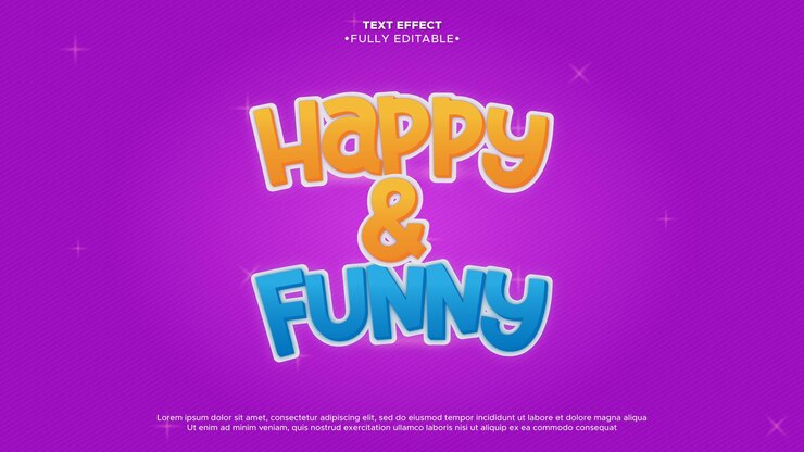 Vector efecto de texto editable feliz y divertido