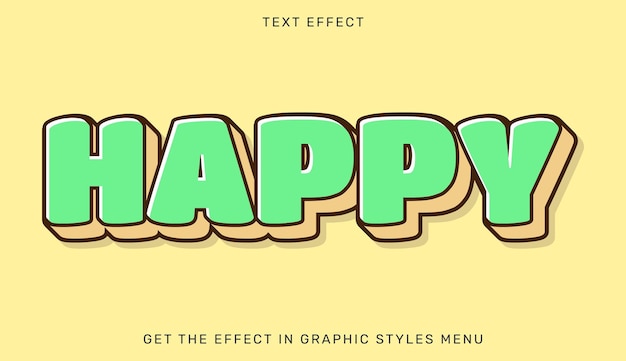 Efecto de texto editable feliz en estilo 3d