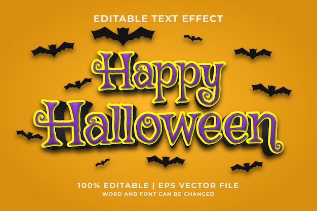 Efecto de texto editable - feliz halloween estilo de plantilla 3d Vector Premium