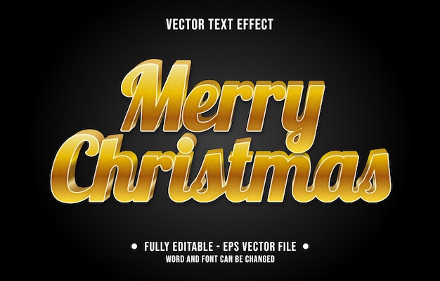 Vector efecto de texto editable feliz navidad degradado estilo dorado