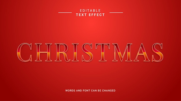 Efecto de texto editable feliz Navidad Estilo elegante y elegante color dorado