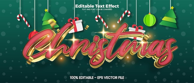 Efecto de texto editable de feliz navidad en estilo de tendencia moderna