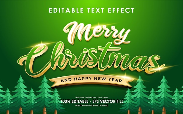 Efecto de texto editable de Feliz Navidad y Feliz Año Nuevo