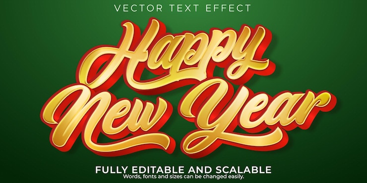 Vector efecto de texto editable feliz navidad, noel 3d y estilo de fuente de año nuevo