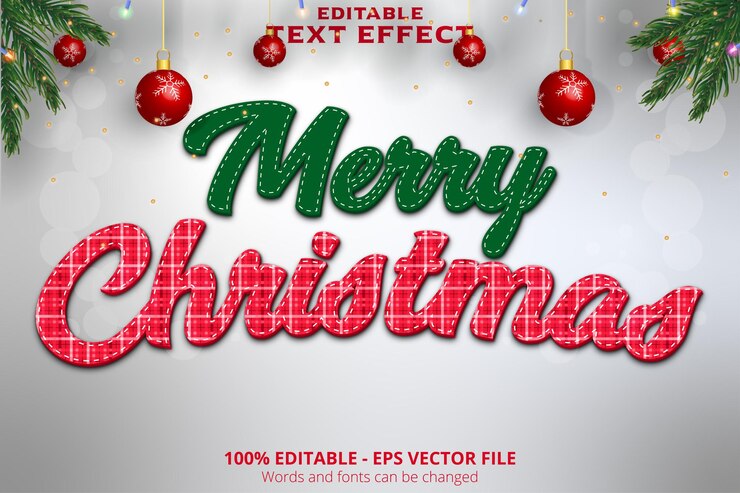Vector efecto de texto editable feliz navidad