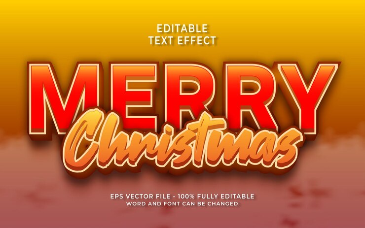 Vector efecto de texto editable feliz navidad