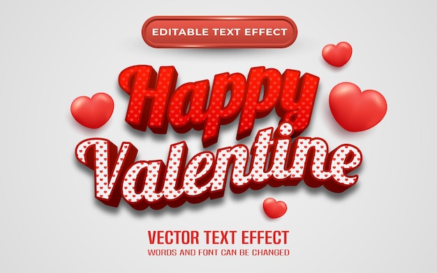 Efecto de texto editable feliz san valentín