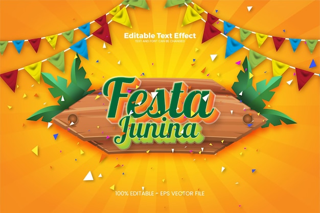 Efecto de texto editable festa junina en estilo de tendencia moderna