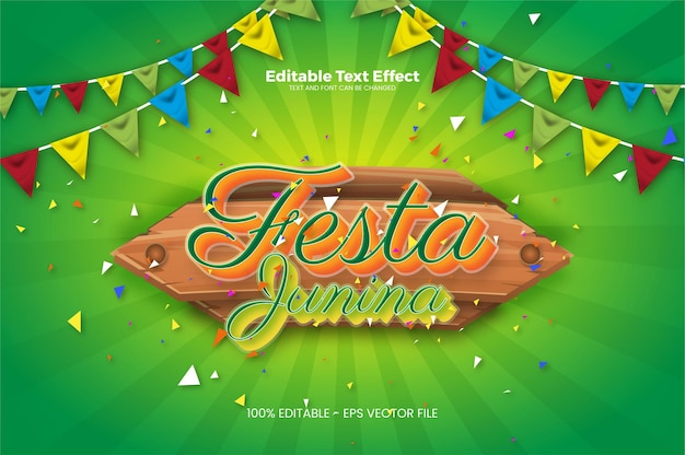 Efecto de texto editable Festa Junina en estilo de tendencia moderna
