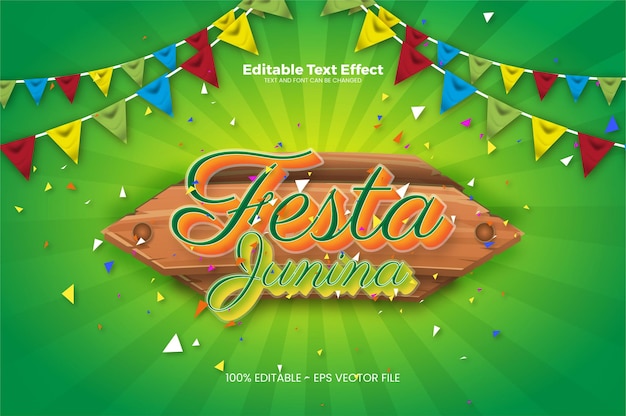 Vector efecto de texto editable festa junina en estilo de tendencia moderna