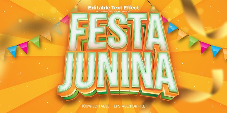 Vector efecto de texto editable festa junina en estilo de tendencia moderna