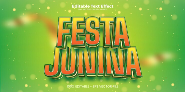 Vector efecto de texto editable de festa junina en el estilo de la tendencia moderna