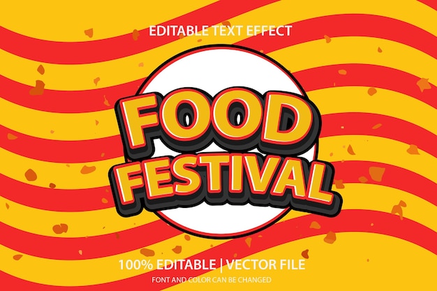 Efecto de texto editable Festival de comida 3d Estilo de dibujos animados tradicional para el logotipo del cartel del título del autobús de comida