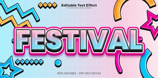 Efecto de texto editable del festival en el estilo de la tendencia moderna