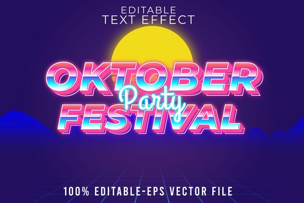 Efecto de texto editable Festival de octubre con estilo retro moderno
