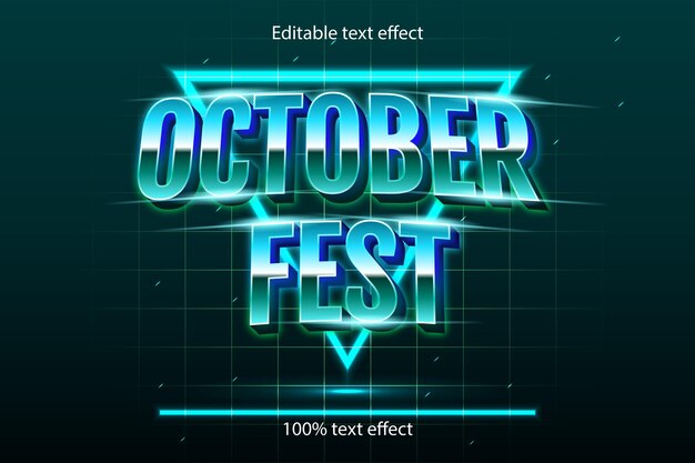 Efecto de texto editable del festival de octubre retro con estilo neón