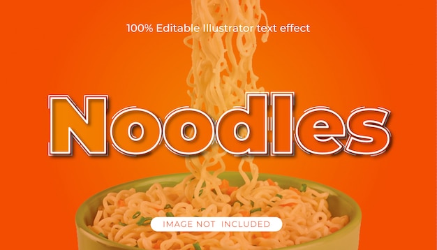 Efecto de texto editable de fideos instantáneos