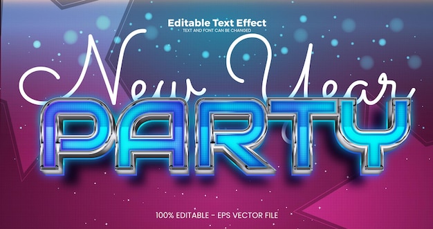 Vector efecto de texto editable de la fiesta de año nuevo en el estilo de tendencia moderna