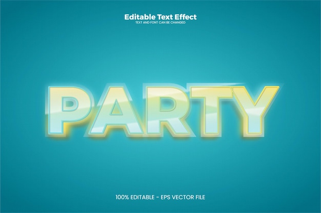 Efecto de texto editable de fiesta en estilo moderno de tendencia Vector Premium