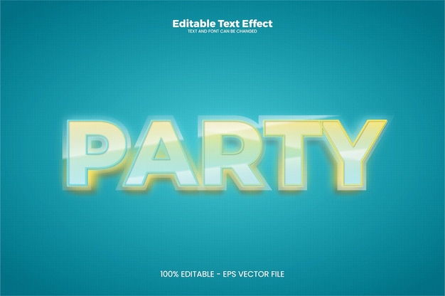 Efecto de texto editable de fiesta en estilo moderno de tendencia vector premium